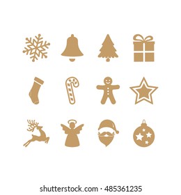 Gold Christmas Icons Set