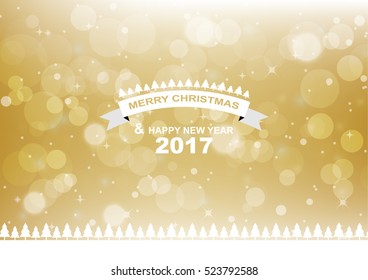 Gold Christmas lanscape with blur bokeh background