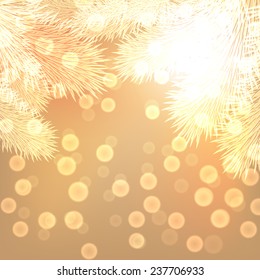 Gold christmas lights background. EPS10 vector.