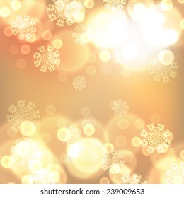 Gold christmas lights background. EPS10 vector.