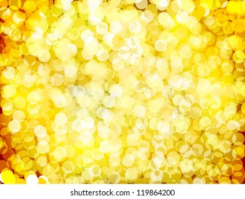 Gold christmas lights background. Vector illustration