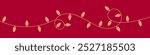 Gold Christmas Lights on Red Background. Festive Colorful Christmas Lights String Decoration. Vector Graphic for Christmas Cards, Banners, Poster, Web