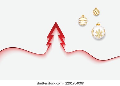 Gold Christmas and New Year Typographical on white background with winter landscape Horizontal new year background, headers, posters, cards, website Vector illustration