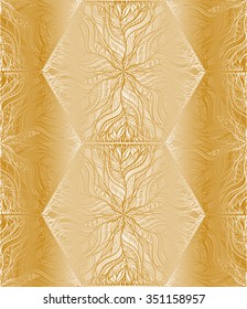 Gold Christmas ornament on a gold background. Vector illustration.