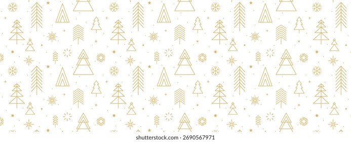 Gold Christmas seamless pattern, holidays background, banner