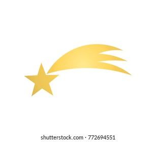 Gold Christmas shooting star icon. Vector illustration