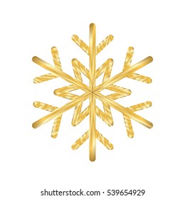 Gold Christmas Snowflake Icon Golden Silhouette Stock Vector (Royalty ...