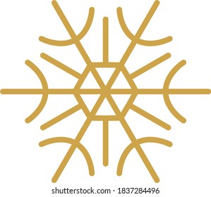 Ilustración del vector de copos de nieve de Navidad dorado. Ornamento de Navidad. Decoración navideña. Vector de Navidad.