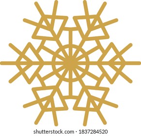 Ilustración del vector de copos de nieve de Navidad dorado. Ornamento de Navidad. Decoración navideña. Vector de Navidad.