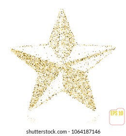 Gold Christmas star isolated on white background