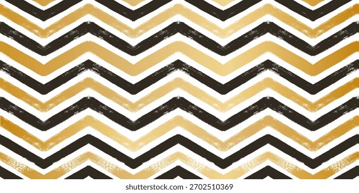 Gold Christmas stripes vector pattern, festive zigzag  seamless background. Striped chevron lines print
