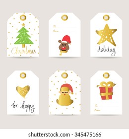 gold christmas tag with heart and star