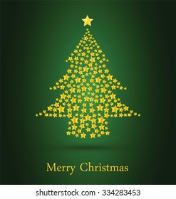 Gold Christmas Tree With Green Background