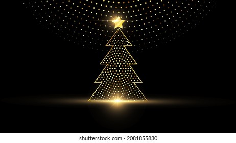 Gold of Christmas tree with luxury design