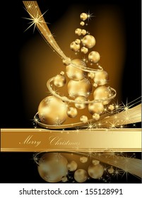 Gold Christmas tree made of balls