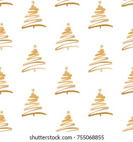 Gold Christmas Tree Seamless Pattern
