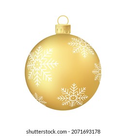 Gold Christmas tree toy or ball Volumetric and realistic color illustration