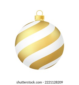 Gold Christmas tree toy or ball Volumetric and realistic color illustration