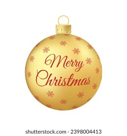 Gold Christmas tree toy or ball Volumetric and realistic color illustration