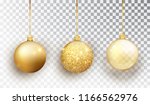 Gold Christmas tree toy set isolated on a transparent background. Stocking Christmas decorations. Vector object for christmas design, mockup. Vector realistic object Illustration 10 EPS