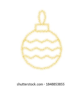 Gold Christmas tree toy set isolated on a transparent background. Stocking Christmas decorations. Vector object for christmas design, mockup. Vector realistic object Illustration 10 EPS