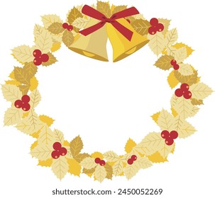 
gold christmas wreath illustration frame