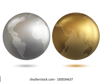 Gold and chrome globe ball vector