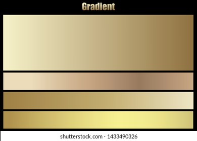 Gold chrome metal texture vector icon set. Shiny golden brushed vector metallic gradient background for banner, ribbon, label, medal, button, money. Gold abstract background chrome gradient template
