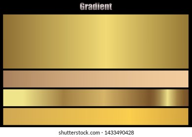 Gold chrome metal texture vector icon set. Shiny golden brushed vector metallic gradient background for banner, ribbon, label, medal, button, money. Gold abstract background chrome gradient template