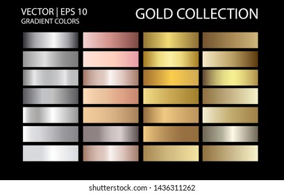 Gold chrome metallic texture vector icon set. Shiny golden brushed vector metallic gradient background for banner, ribbon, label, medal, button, money. Gold abstract background gradient template