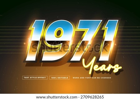 Gold Chrome Retro 1971 text effect editable	