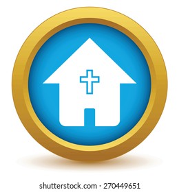 Gold church icon on a white background. Vector illustration