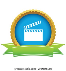 Gold cinema logo on a white background. Vector illustration