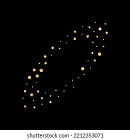 Gold Circle Art Vector Black Background. Festive Shine Wallpaper. Yellow Splash Modern Invitation. Polka Holiday Postcard.