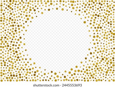 Gold Circle Bridal Vector Transparent Background. Rich Confetti Illustration. Golden Polka Christmas Banner. Rain Isolated Invitation.