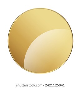 Botón de círculo dorado sobre fondo blanco aislado y un icono dorado de lujo, elemento, símbolo sobre blanco aislado. Ilustración del vector