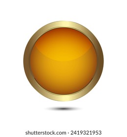 Un vector de botones Círculo dorado para botones de interfaz de usuario, diseño de botón de lujo, botón oscuro de círculo dorado, botón premium sobre fondo blanco, ilustración vectorial