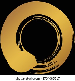 Gold circle drawn with a brush.