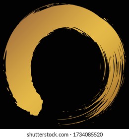 Gold circle drawn with a brush.