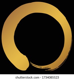 Gold circle drawn with a brush.