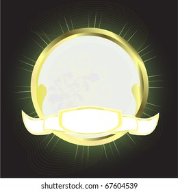 gold circle frame black background green light