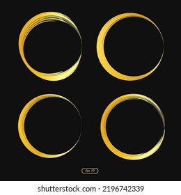Elemento de marco de círculo dorado, conjunto de círculo dorado, adorno de brochas, para invitaciones, marcos de fotos, banner de ventas.