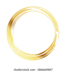gold circle frame, hand-drawn golden circle, brush ornament.