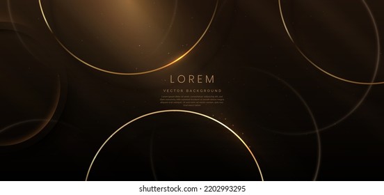 Gold circle frame luxury on dark elegant background with lighting effect and sparkle with copy space for text. Luxury design style. Vector illustration