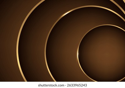 Gold circle frame on brown background. Vector 