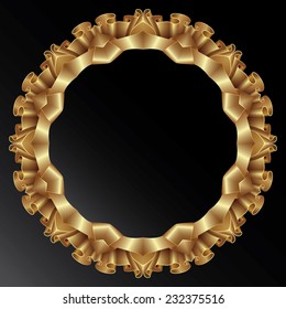 Gold circle frame with ribbons