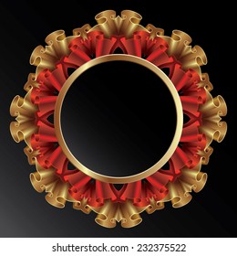 Gold circle frame with ribbons