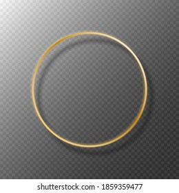 Goldener Rahmen mit glänzenden Rändern auf transparentem Hintergrund. Vektorgrafik