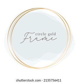 Líneas de esbozo de marco de círculo dorado con fondo de acuarela. Vector doodle círculos dorados Ion fondo blanco