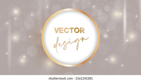 Gold Circle Frame with Sparkling Lights. Golden Awards Stars. Bokeh Shiny Particles. luxury 3d Effect Background. Glittering Magical Dust Particles. Vector Illustration.